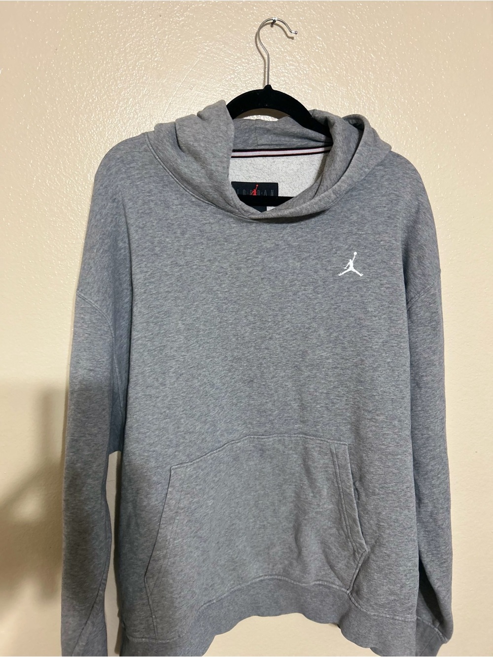 Jordan Heather Gray Pullover Hoodie with White Jumpman